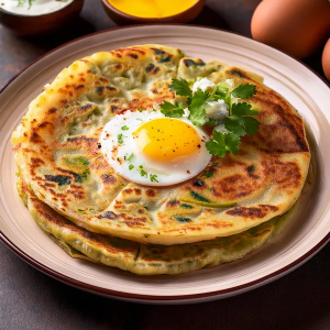 Egg Parantha with Curd or Butter